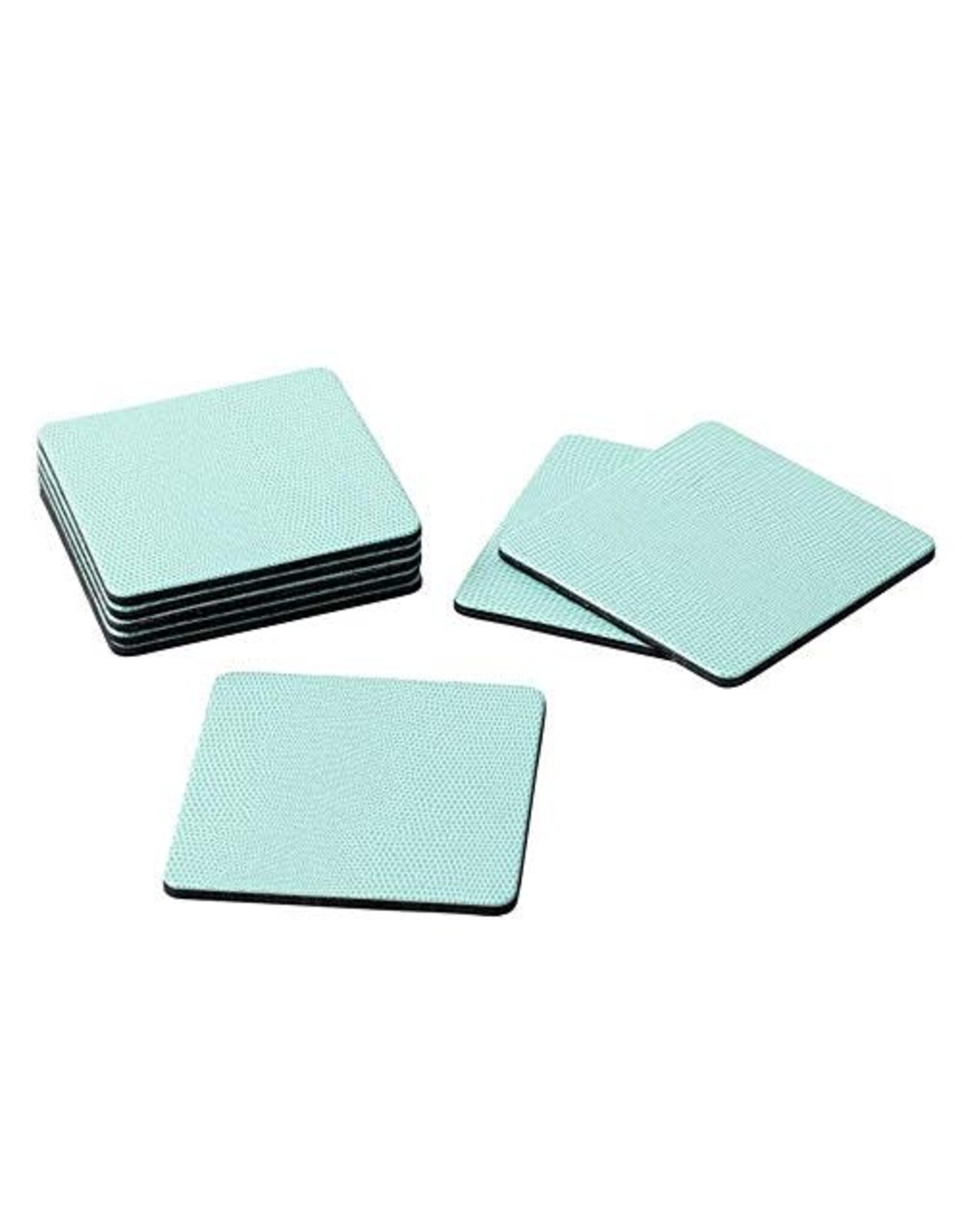 Caspari Coasters Set 8 Felt Backed Robins Egg Blue Lizard Texture