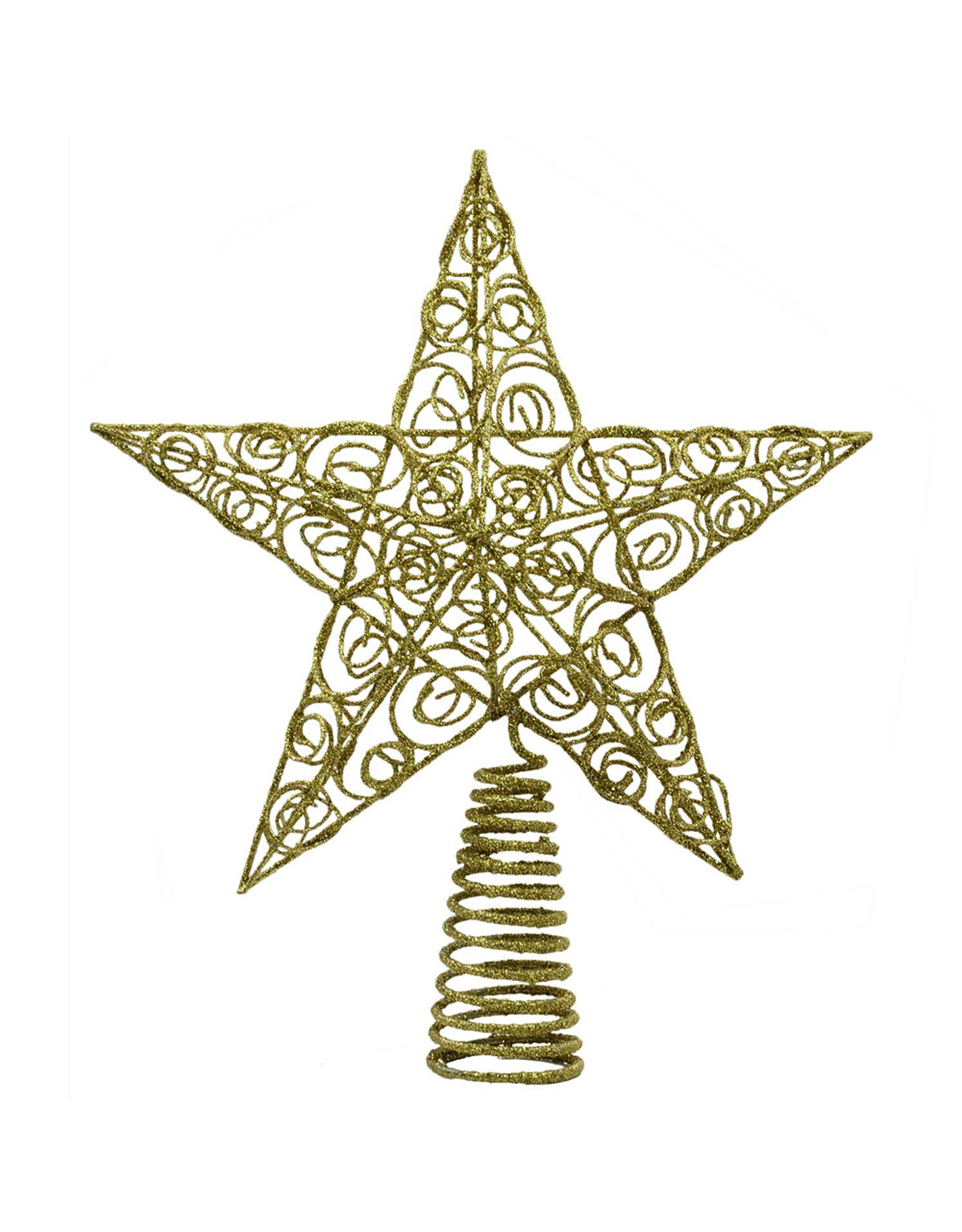 Kurt Adler Christmas Star Tree Topper Gold Wire Glittered 10 inch