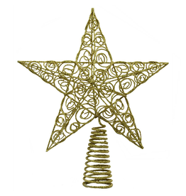 Kurt Adler Christmas Star Tree Topper Gold Wire Glittered 10 inch