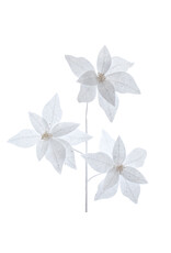 Kurt Adler White Glittered Poinsettia Spray 27 Inch