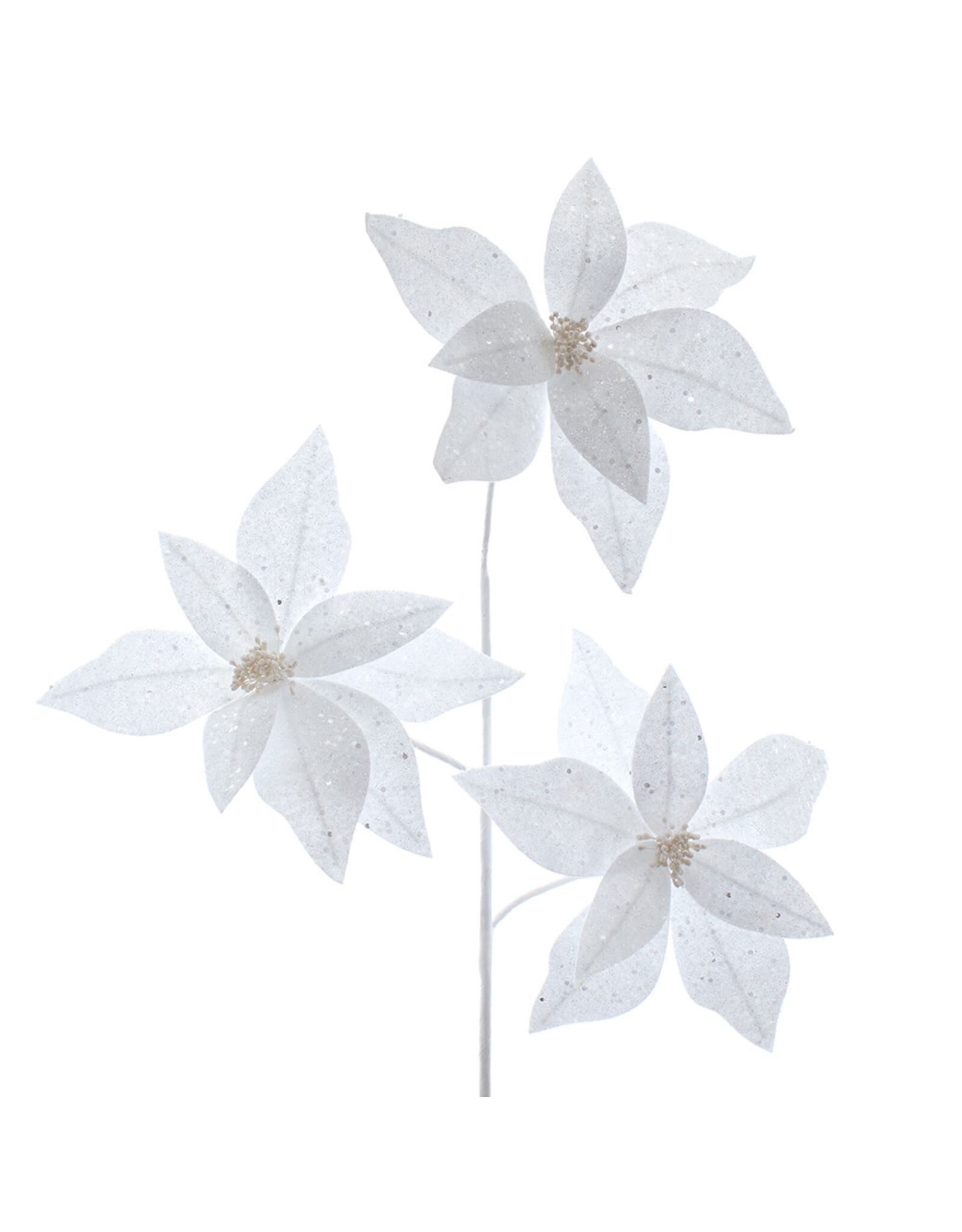 Kurt Adler White Glittered Poinsettia Spray 27 Inch