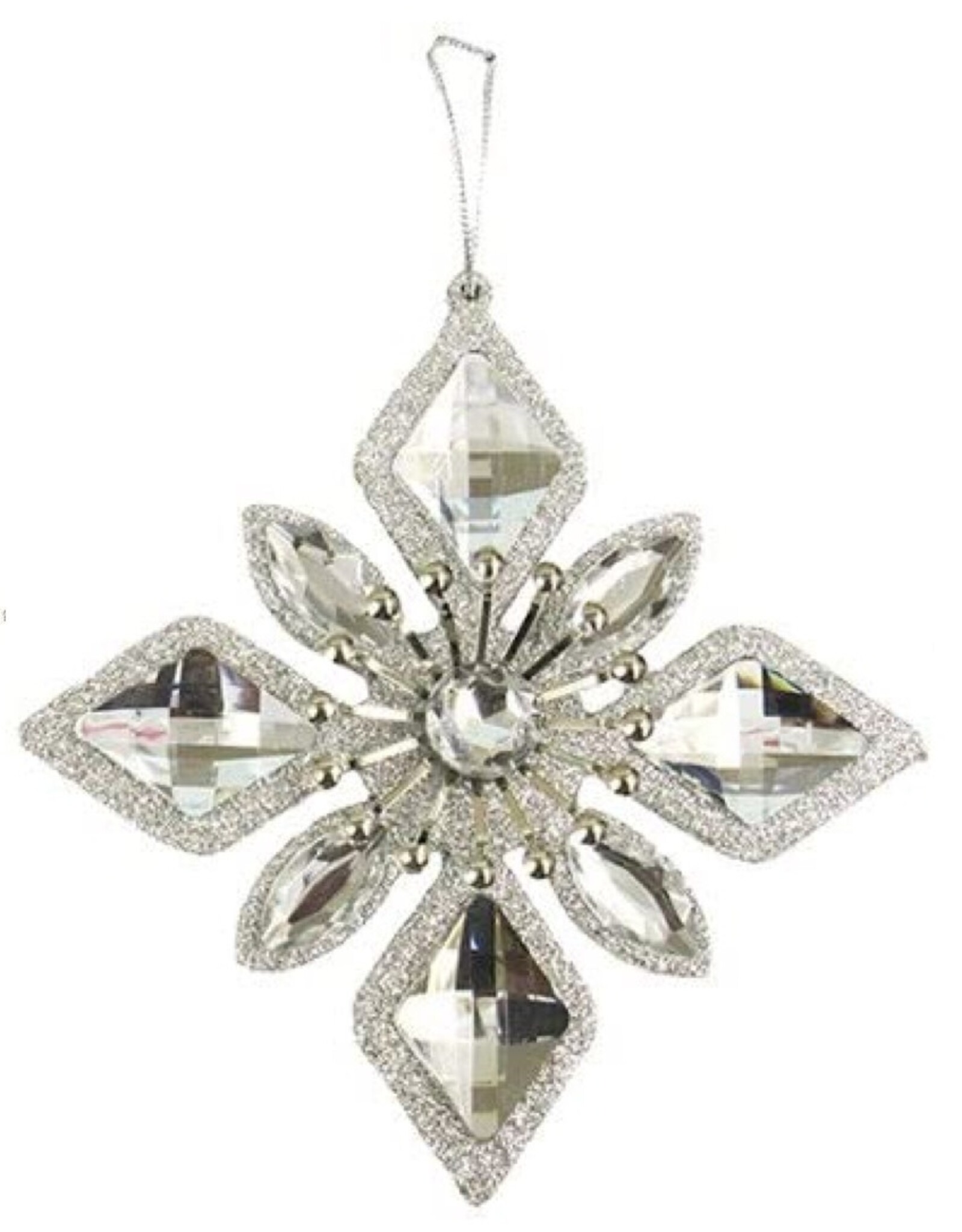 Kurt Adler Silver Jewel Snowflake Ornament | Diamond
