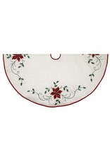 Kurt Adler Christmas Tree Skirt Ivory W Poinsettia Embroidery 48 Inch