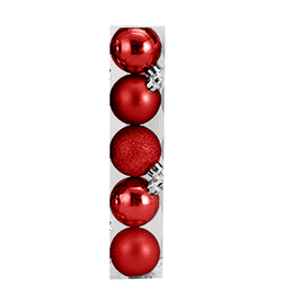 Kurt Adler Christmas Shatterproof Ball Ornament 60MM Set of 5 Red