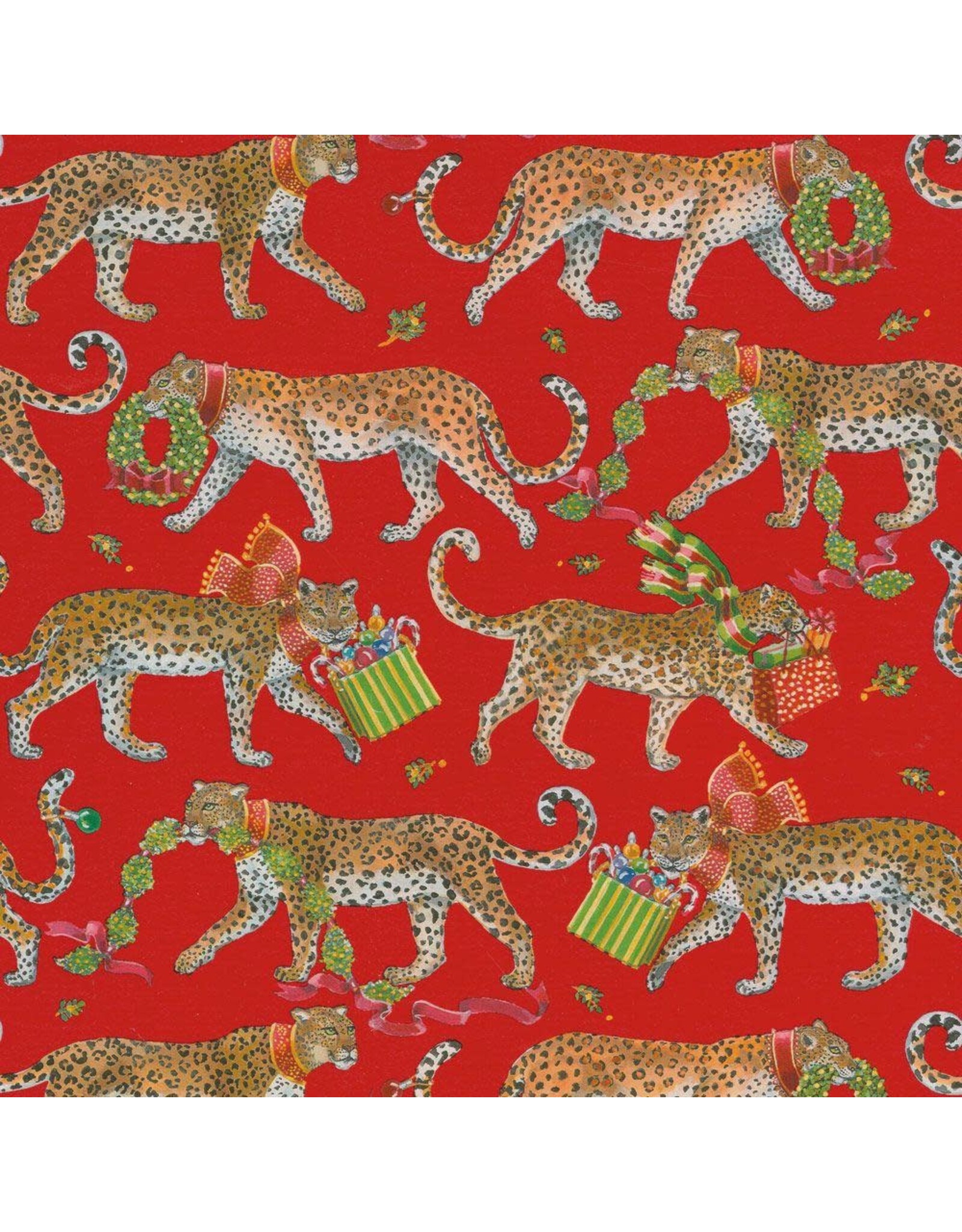 Caspari Christmas Gift Wrapping Paper 8ft Roll Christmas Leopards