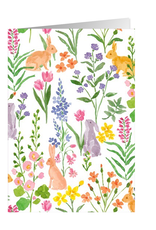 Caspari Easter Cards Bunny Field Single Greeting Card