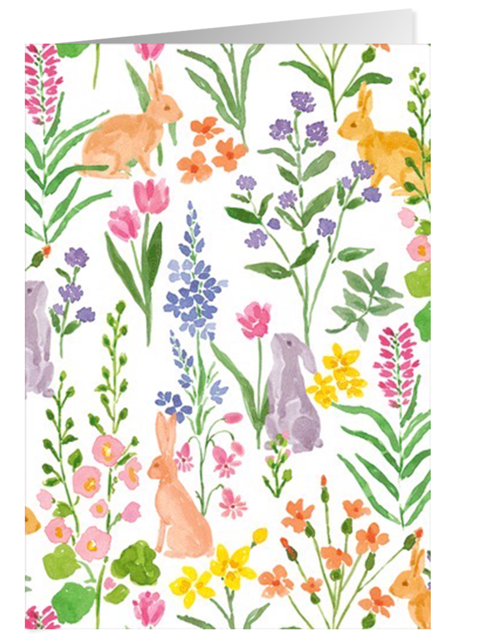 Caspari Easter Cards Bunny Field Single Greeting Card