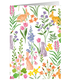 Caspari Easter Cards Bunny Field Single Greeting Card