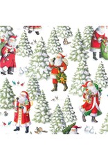 Caspari Christmas Gift Wrapping Paper 8ft Woodland Santa