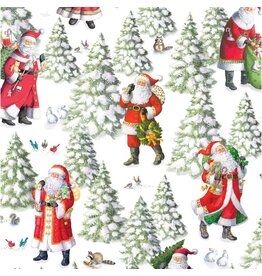 Caspari Christmas Gift Wrapping Paper 8ft Woodland Santa