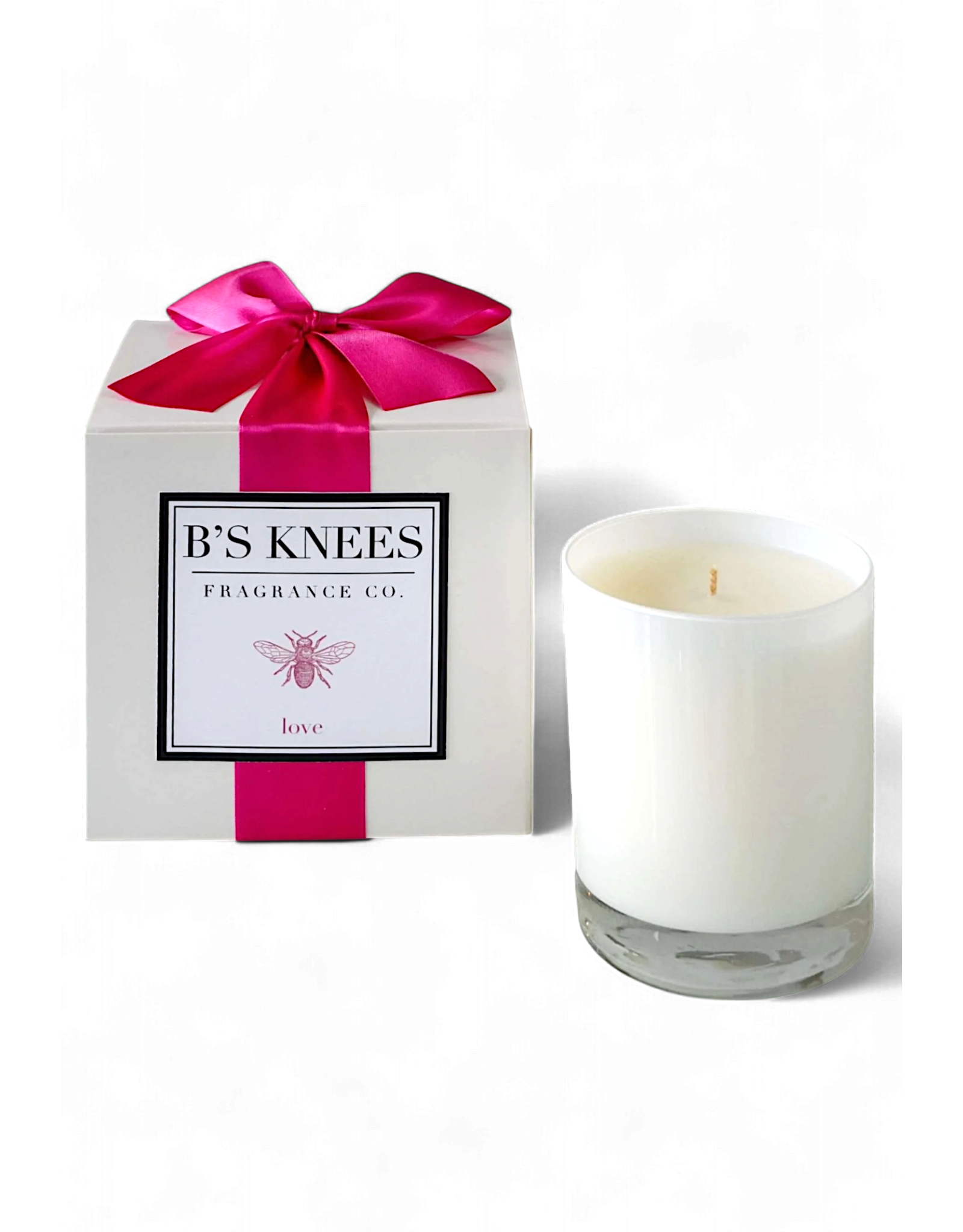 B's Knees Fragrance Candles 1 Wick White Glass | LOVE Scent