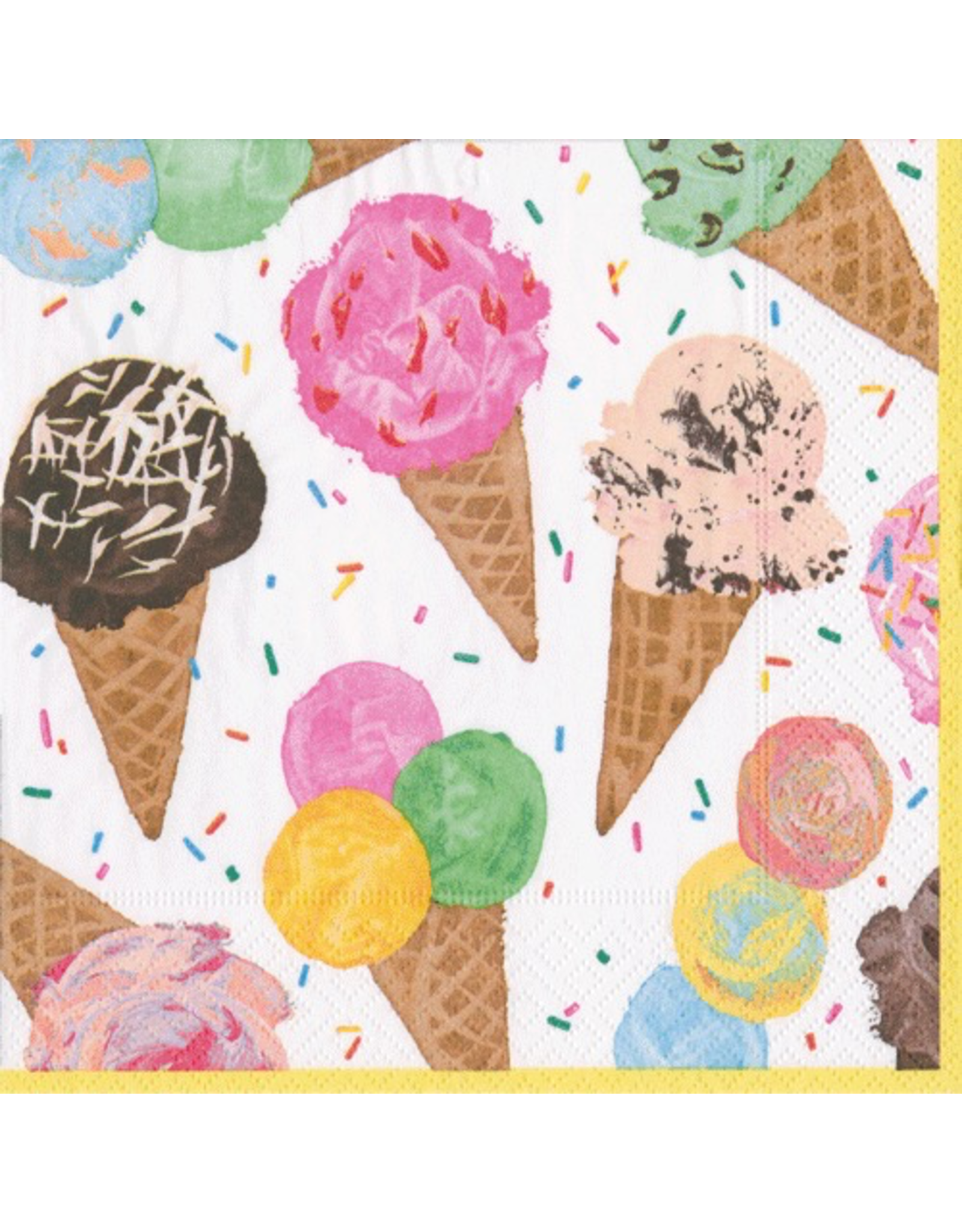 Caspari Paper Cocktail Napkins 20ct  Scoop Ice Cream Cones