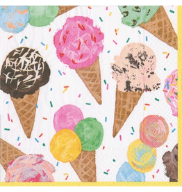 Caspari Paper Cocktail Napkins 20ct  Scoop Ice Cream Cones