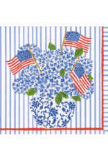 Caspari Paper Lunch Napkins 20pk Flags And Hydrangeas