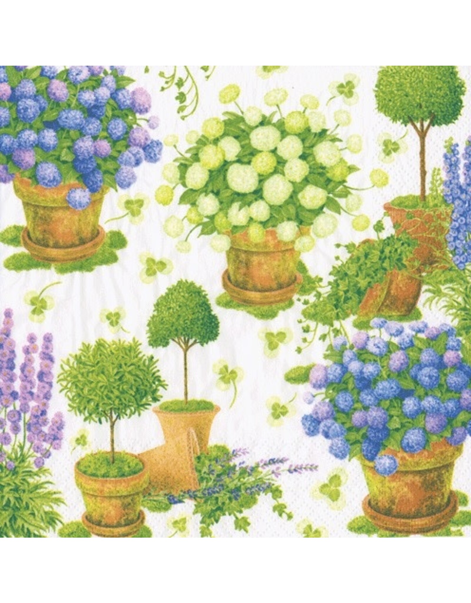 Caspari Paper Cocktail Napkins 20pk Potted Hydrangeas