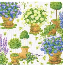 Caspari Paper Cocktail Napkins 20pk Potted Hydrangeas