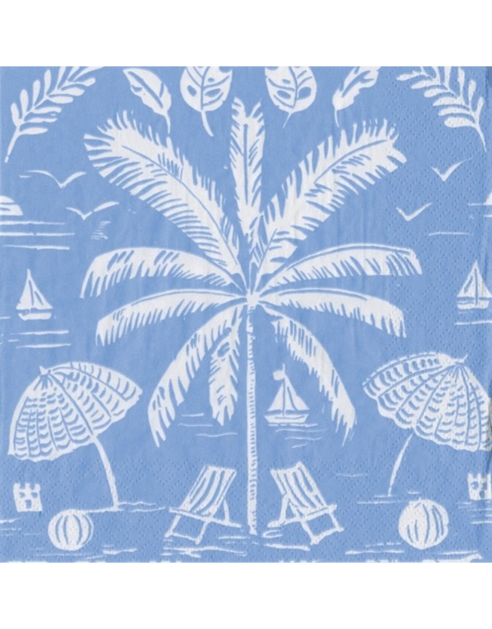 Caspari Paper Cocktail Napkins 20pk Palms And Parasols Ocean