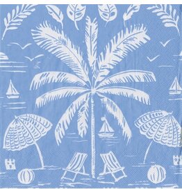 Caspari Paper Cocktail Napkins 20pk Palms And Parasols Ocean