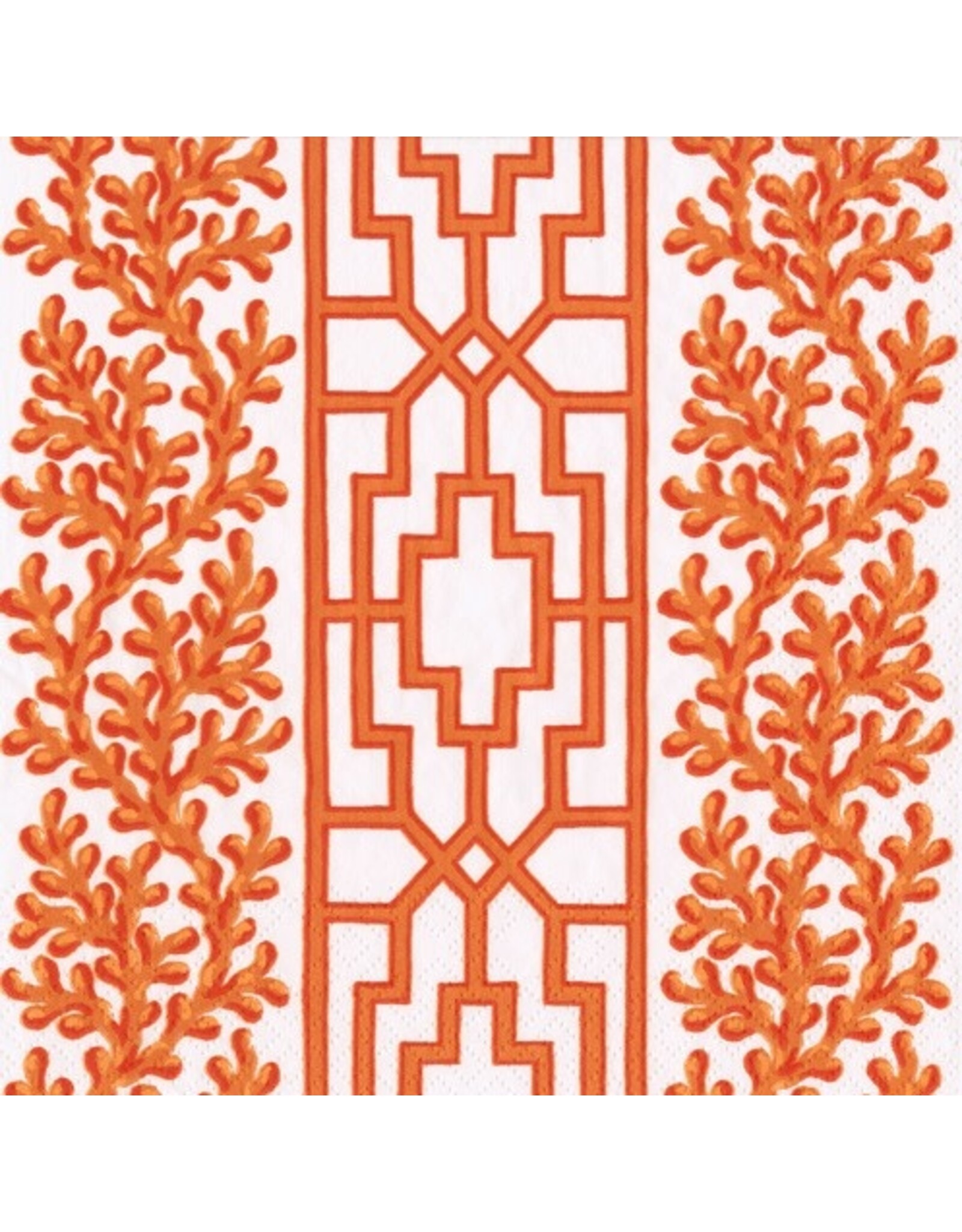 Caspari Paper Cocktail Napkins 20pk Coral and Trellis Coral