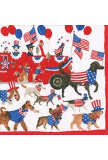 Caspari Patriotic Paper Cocktail Napkins 20pk Join The Parade Pet
