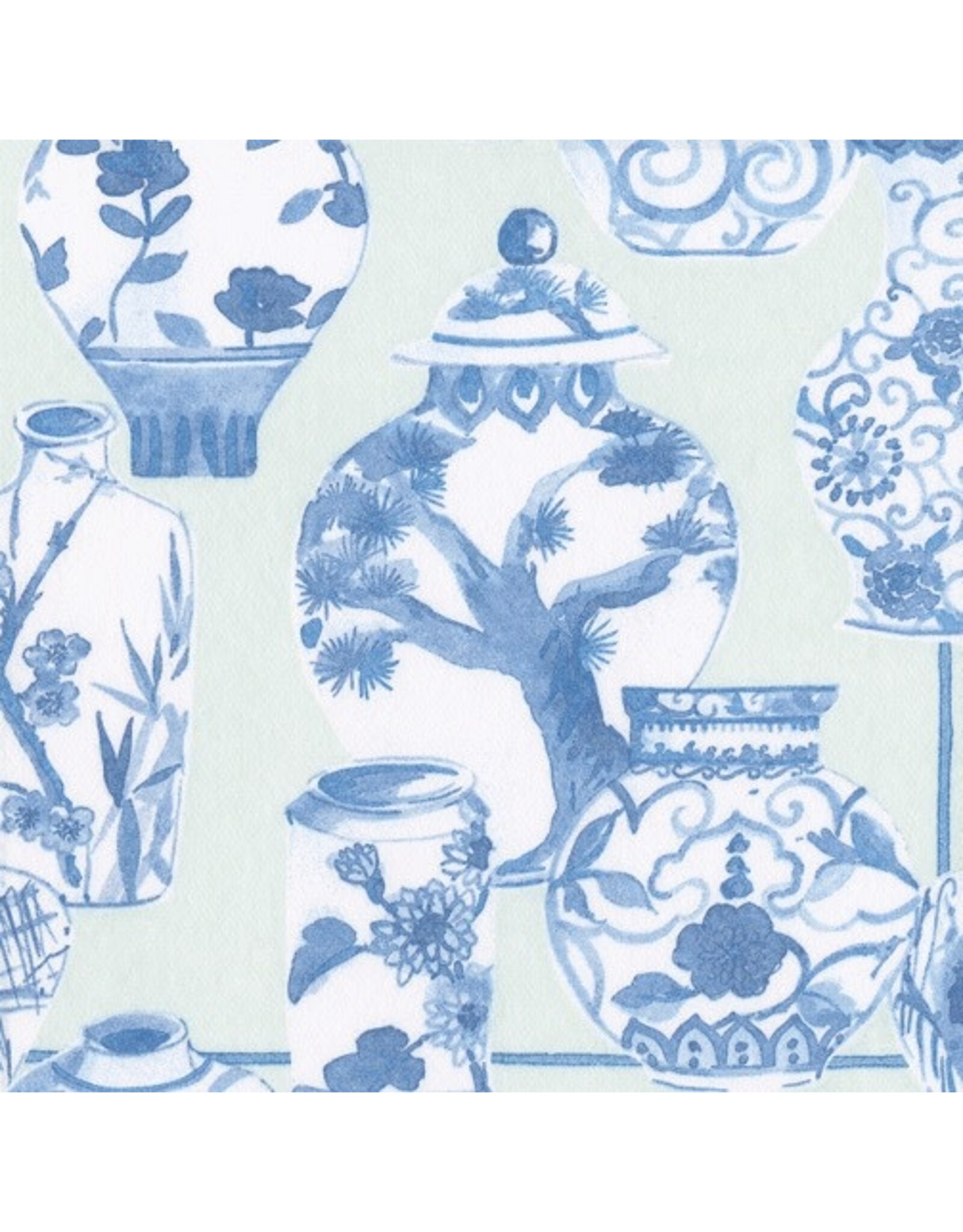 Caspari Paper Cocktail Napkins 20pk Glazed Porcelain Celadon