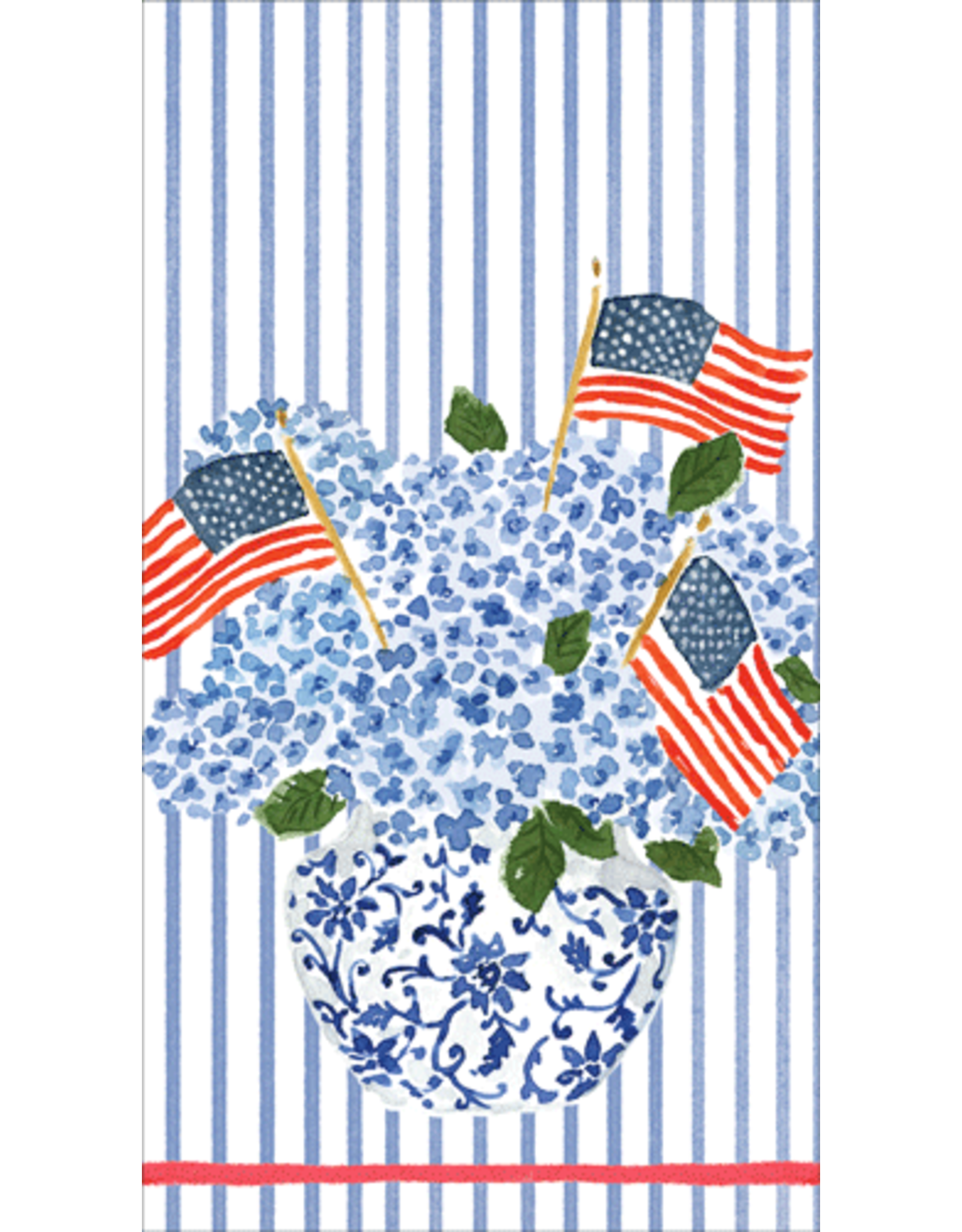 Caspari Paper Guest Towel Napkins 15pk Flags And Hydrangeas