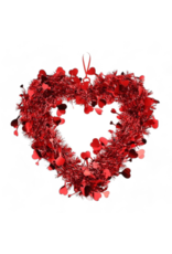 DIGS-N-GIFTS Red Tinsel Hearts Wreath 12x12 Inch Valentines Day Heart Decor