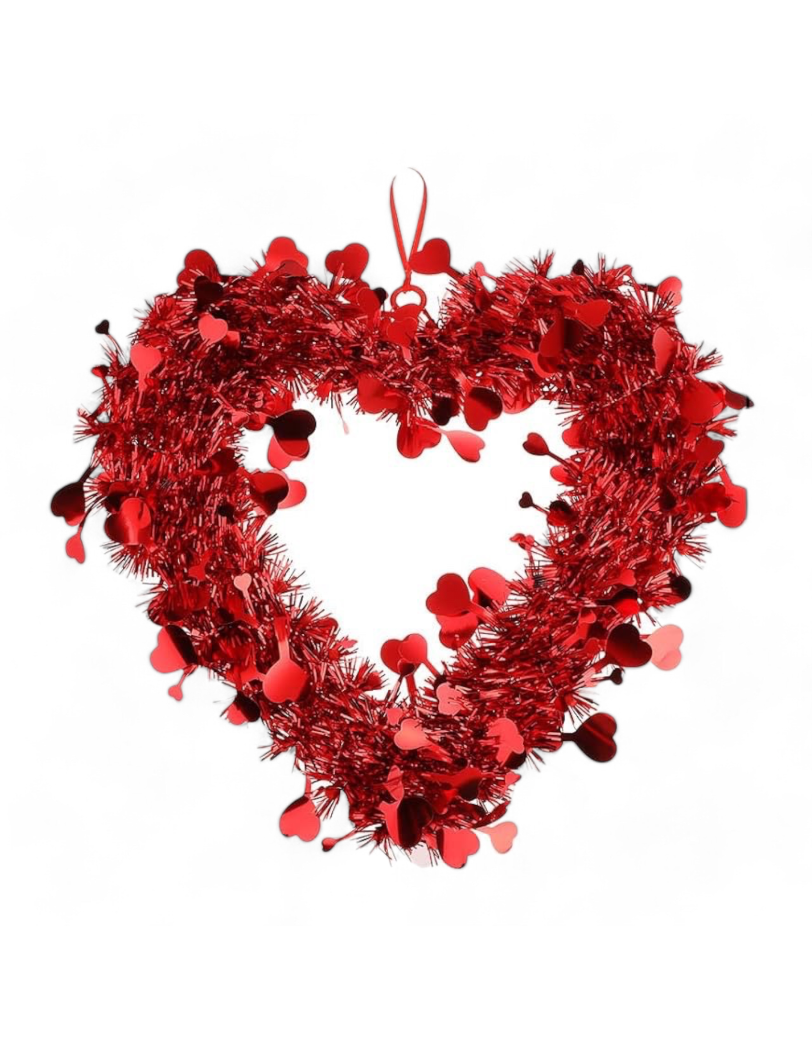 DIGS-N-GIFTS Red Tinsel Hearts Wreath 12x12 Inch Valentines Day Heart Decor