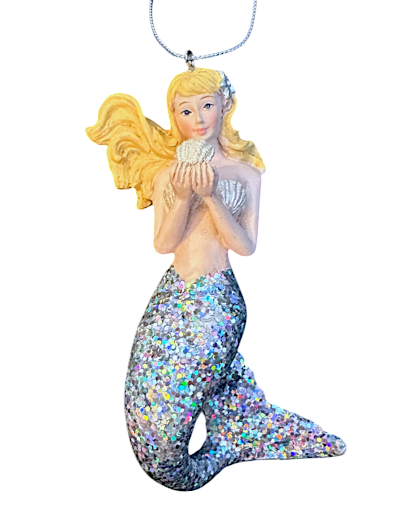 Kurt Adler Mermaid With Silver Glitter Tail Christmas Ornament