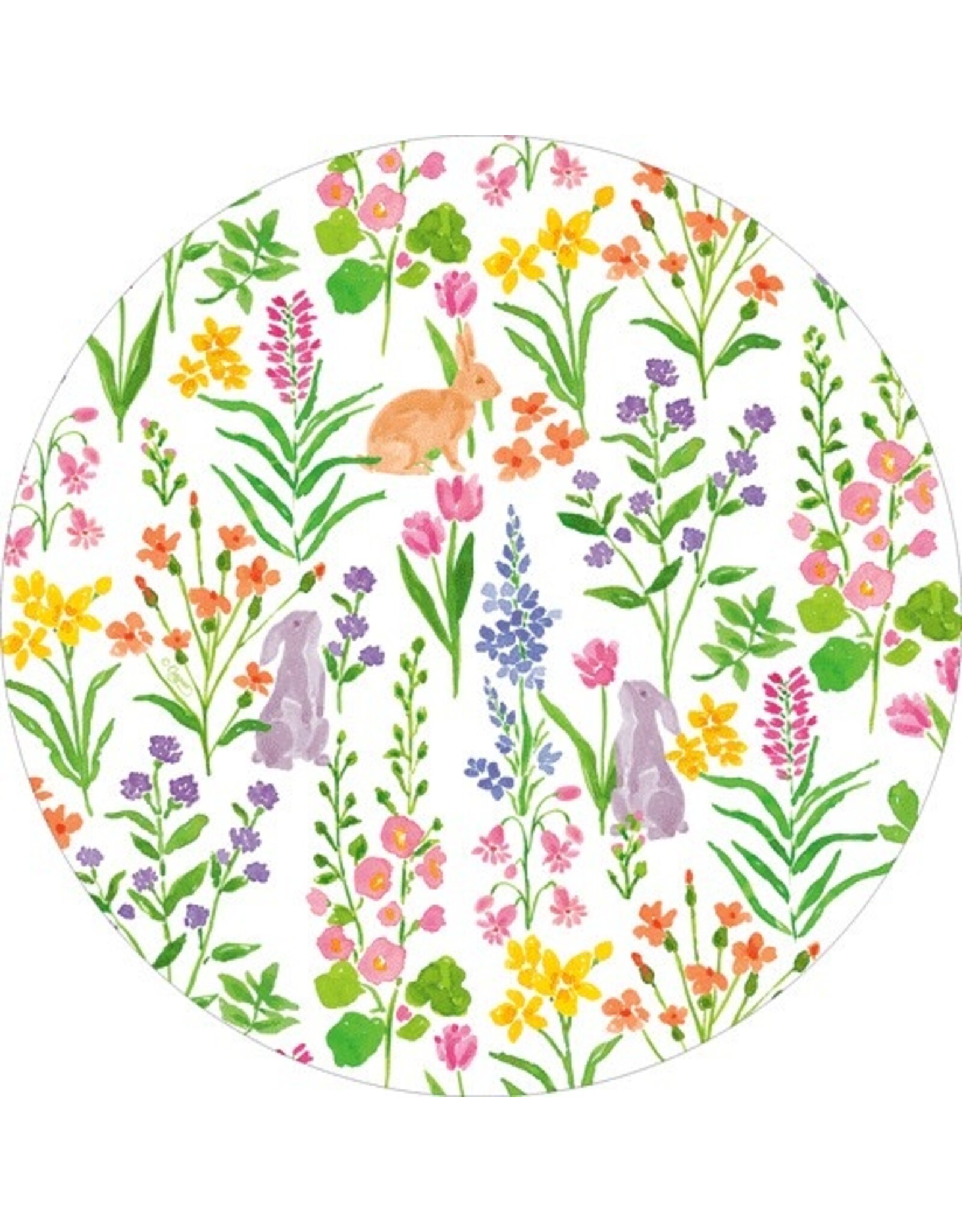 Caspari Easter Salad Dessert Paper Plates Sq 8pk Bunny Field