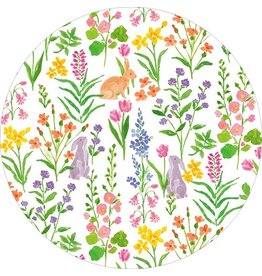 Caspari Easter Salad Dessert Paper Plates Sq 8pk Bunny Field