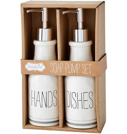 Mud Pie Bistro Kitchen Boxed Hands and Dishes Soap Pump Set