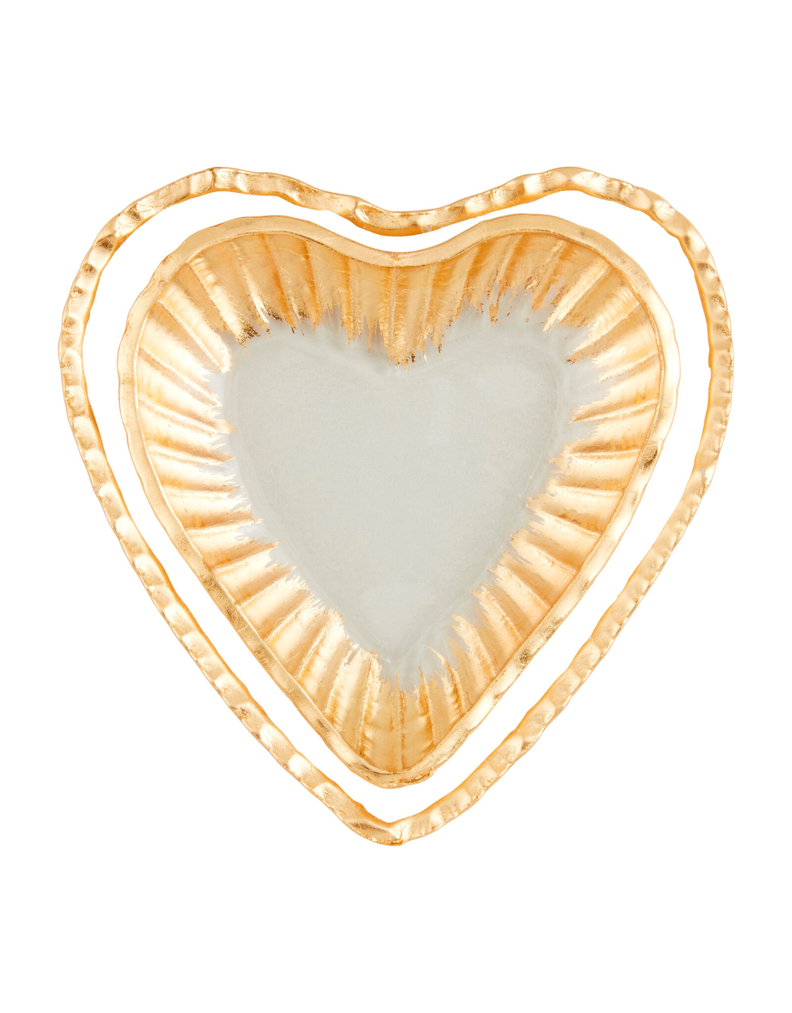 Mud Pie Nested Glass Heart Tidbit Trays Set of 2