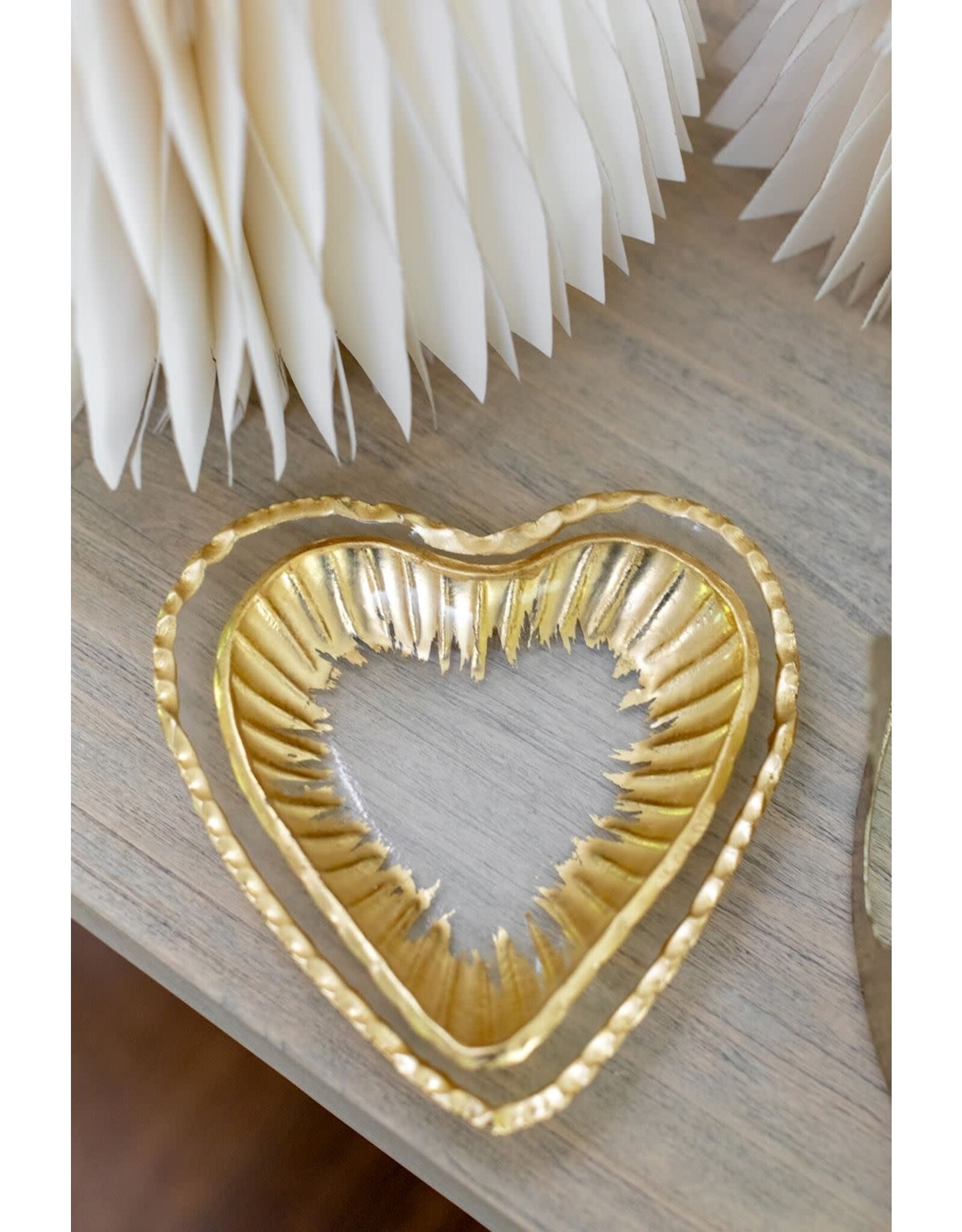 Mud Pie Nested Glass Heart Tidbit Trays Set of 2