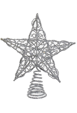 Kurt Adler Christmas Tree Topper Silver Glittered Wire Star Topper