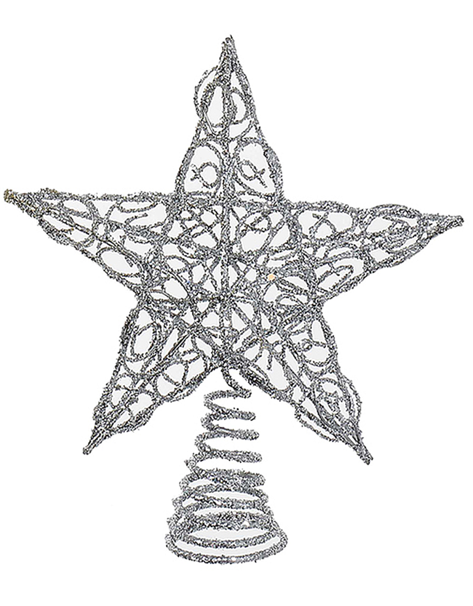 Kurt Adler Christmas Tree Topper Silver Glittered Wire Star Topper