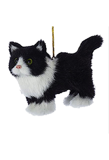 Kurt Adler Christmas Cat Ornaments Plush Black and White Cat 4 Inch