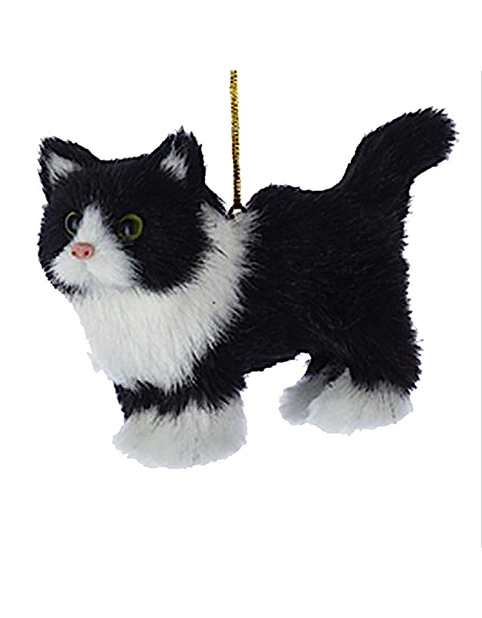 Kurt Adler Christmas Cat Ornaments Plush Black and White Cat 4 Inch