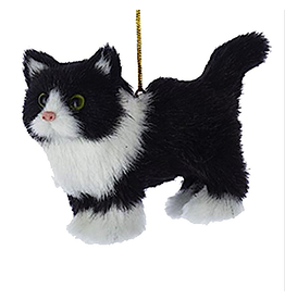 Kurt Adler Christmas Cat Ornaments Plush Black and White Cat 4 Inch