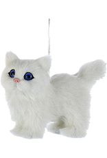 Kurt Adler Christmas Cat Ornaments Plush White Cat 4 Inch