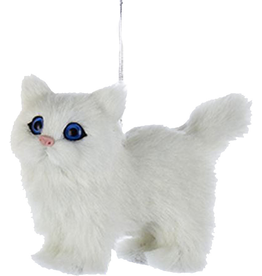 Kurt Adler Christmas Cat Ornaments Plush White Cat 4 Inch