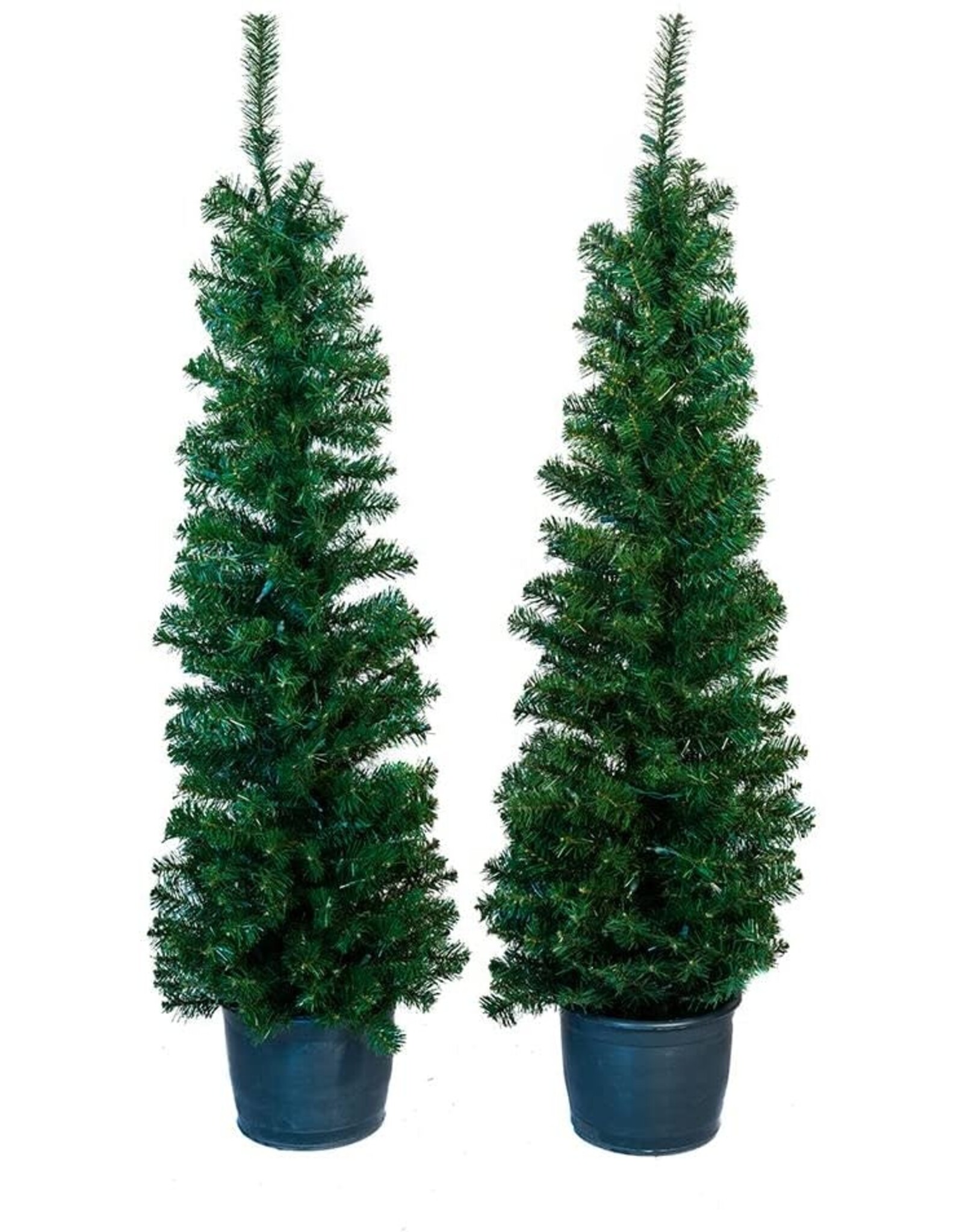 Kurt Adler 5 FT Potted Porch Christmas Trees Set Pre-Lit WW lights