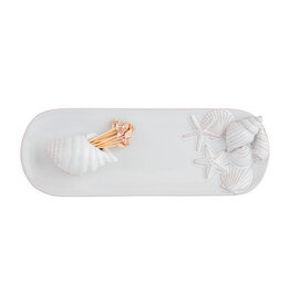 Mud Pie Sea Shell Tray w SeaShell Toothpick Holder Set