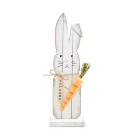 Mud Pie Easter Decor Wood Planked Bunny Sitter 17.5 Inch