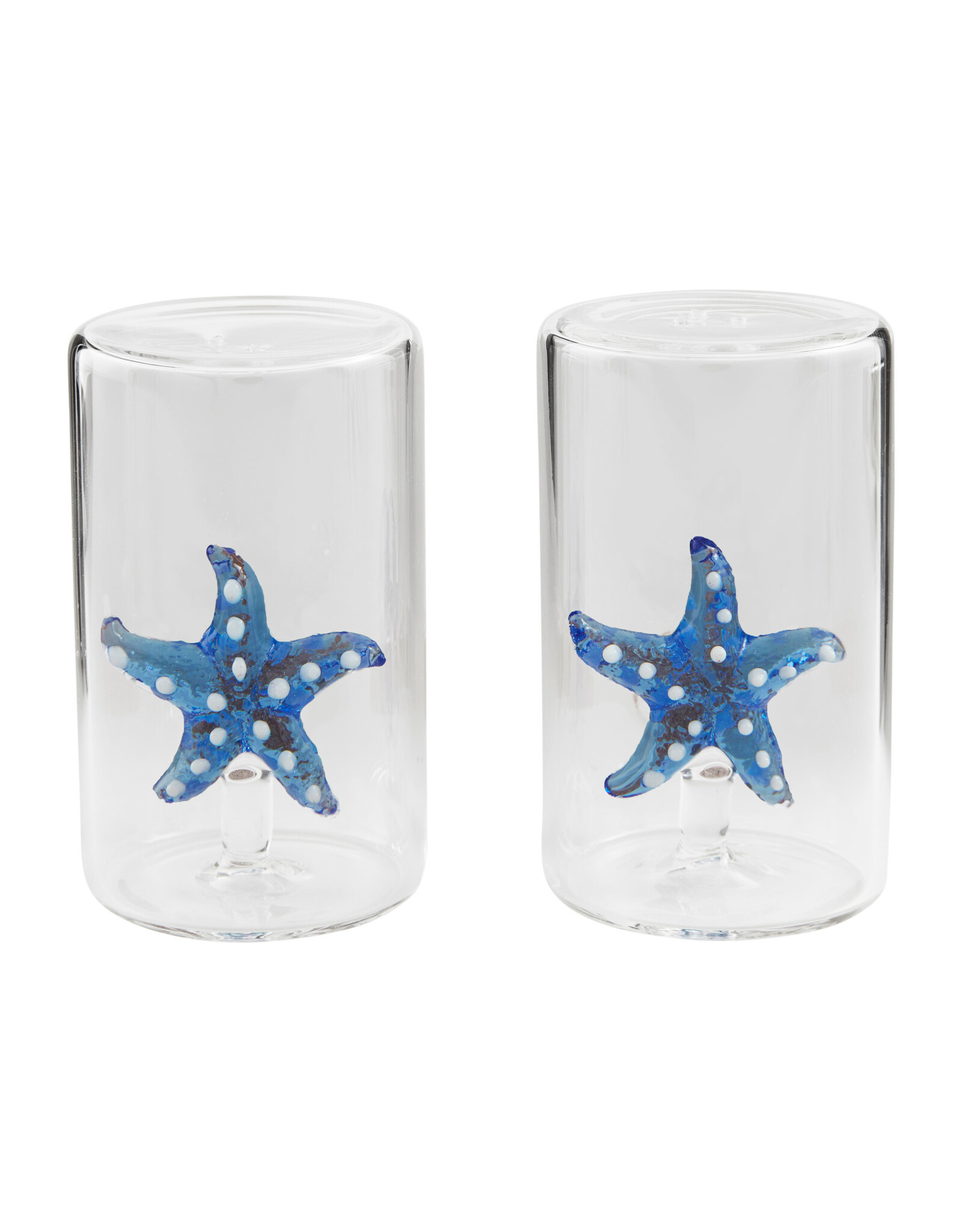 Mud Pie Glass Starfish Salt And Pepper Shakers Set