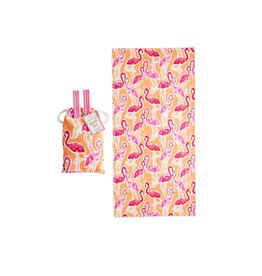 Mud Pie Quick Dry Beach Towel Set w Chair Clips in Drawstring Pouch OR