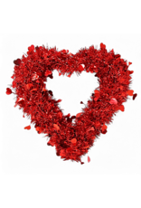 DIGS-N-GIFTS Red Tinsel Hearts Wreath 15x13 Inch Valentines Day Heart Decor
