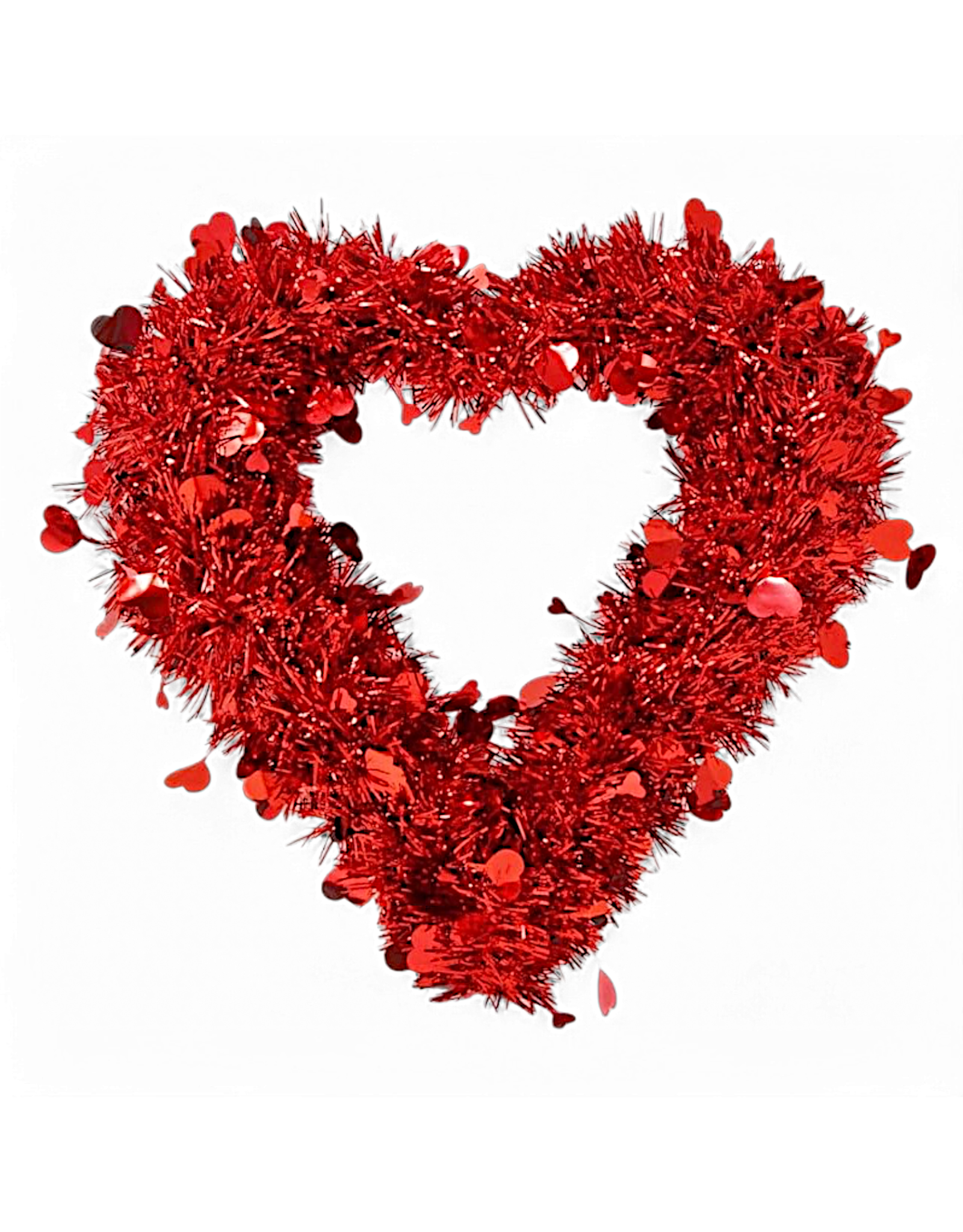 DIGS-N-GIFTS Red Tinsel Hearts Wreath 15x13 Inch Valentines Day Heart Decor