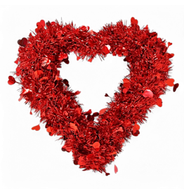 DIGS-N-GIFTS Red Tinsel Hearts Wreath 15x13 Inch Valentines Day Heart Decor