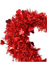 DIGS-N-GIFTS Red Tinsel Hearts Wreath 15x13 Inch Valentines Day Heart Decor